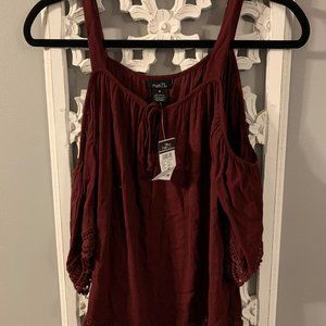 NWT!!! Red cold shoulder shirt